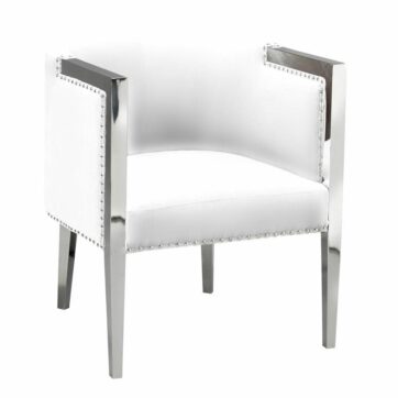 ELVIS Accent Chair GY-AC-7988 Stainless Steel legs White aspen