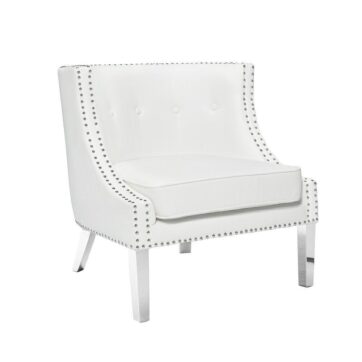 LUCY Lounge Chair White PU w/ steel legs