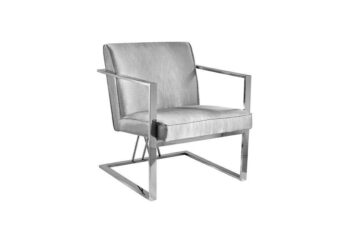 FAIRMONT Accent Chair GY-AC-8056 Silver Satin  w/ Steel