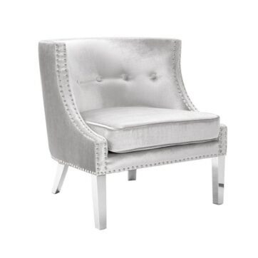 LUCY Lounge Chair E-Grey Velvet With SS Legs LUCY