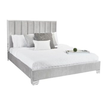 URIEL Bed King Grey Velvet