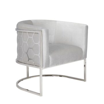 HONEYCOMB Accent Chair GY-AC-8148 Grey velvet, Polished steel frame