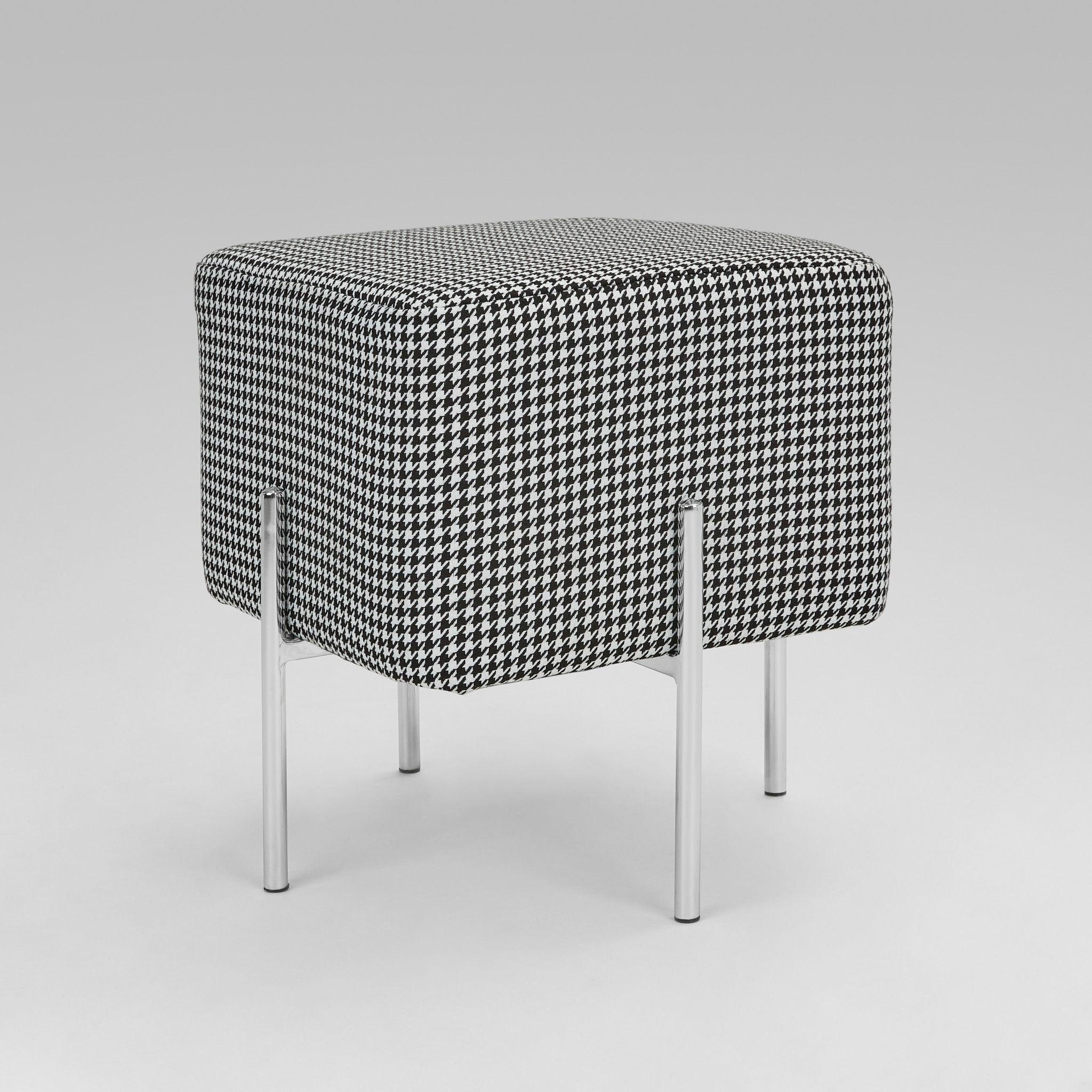 KUBE S Ottoman GY-BEN-7772 Hound  Tooth White & Black