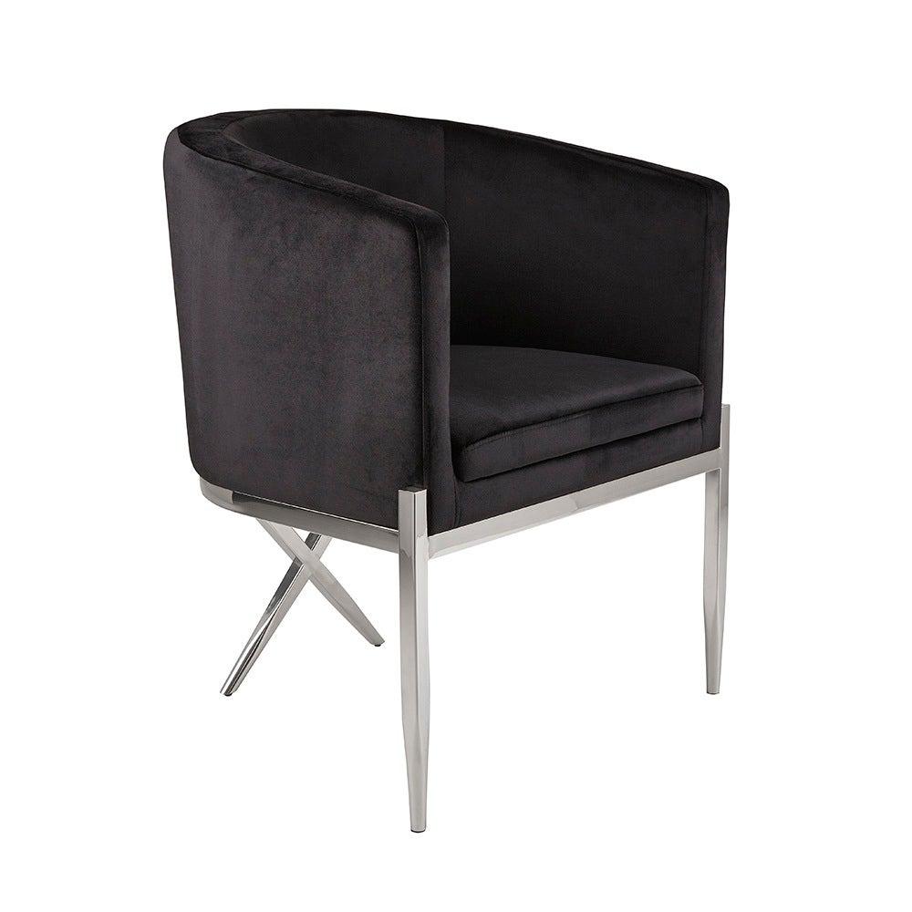 ANTON CHAIR GY-AC-8391 Black Velvet BRUSHED STEEL