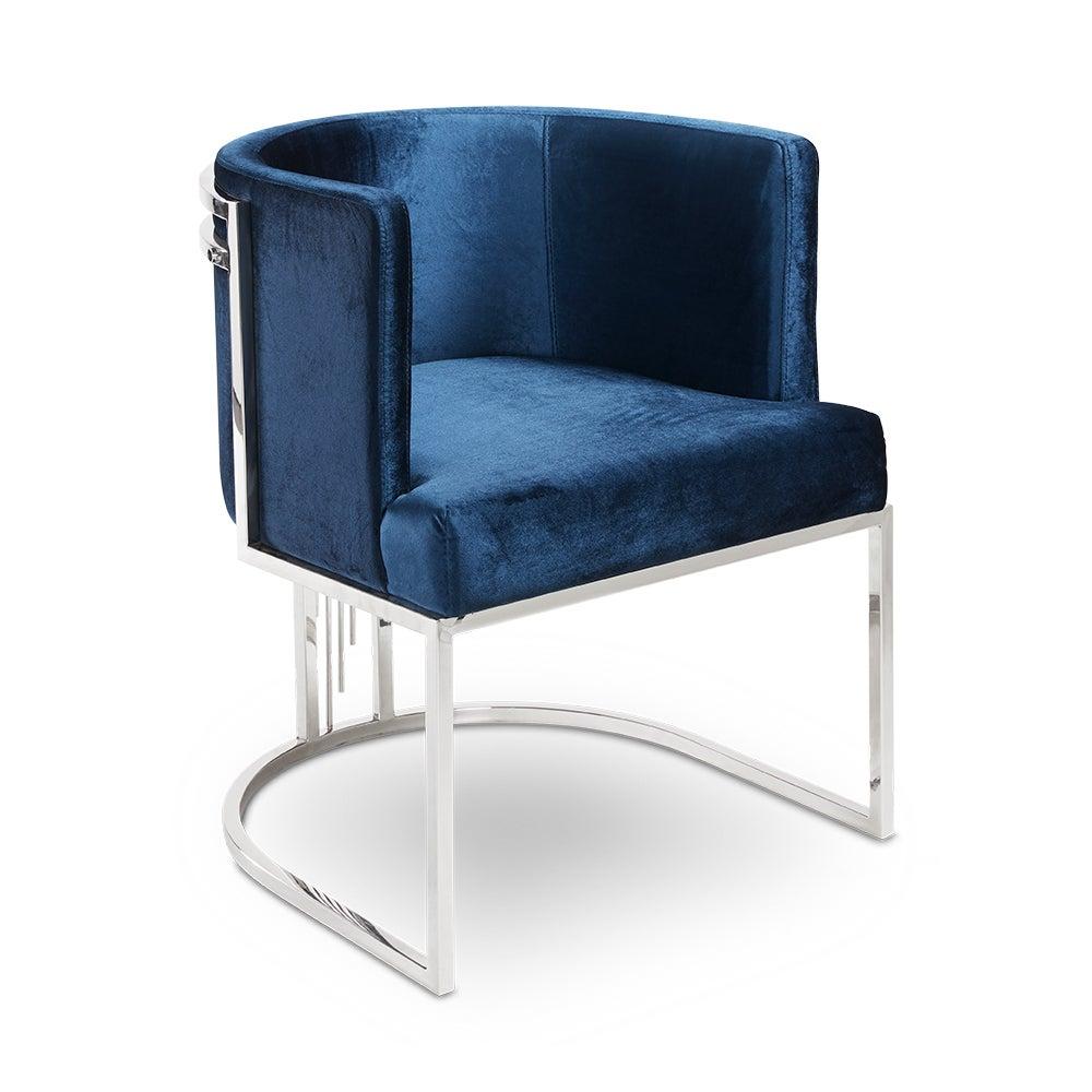 THEO chair GY-DC-8517 blue velvet polished steel finish
