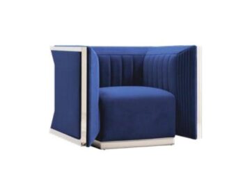 AMSTERDAM chair GY-AC-8565 ink blue velvet polished steel finish