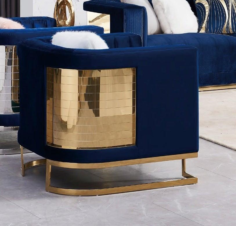 VIENNA chair GY-AC-8506G Blue velvet polished gold