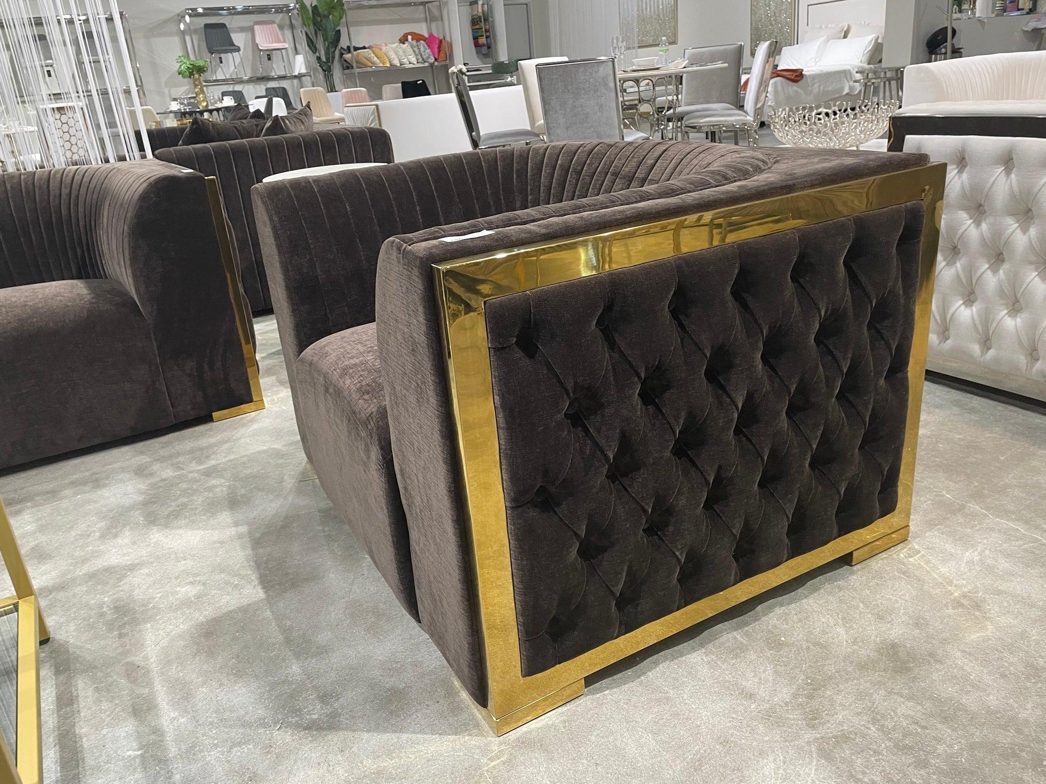 BERGEN chair GY-AC-8527G Contessa-Java color gold steel finish