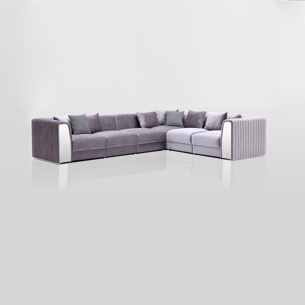 ROLAND Sectional Sofa GY-SC-8562 NP Grey velvet no steel
