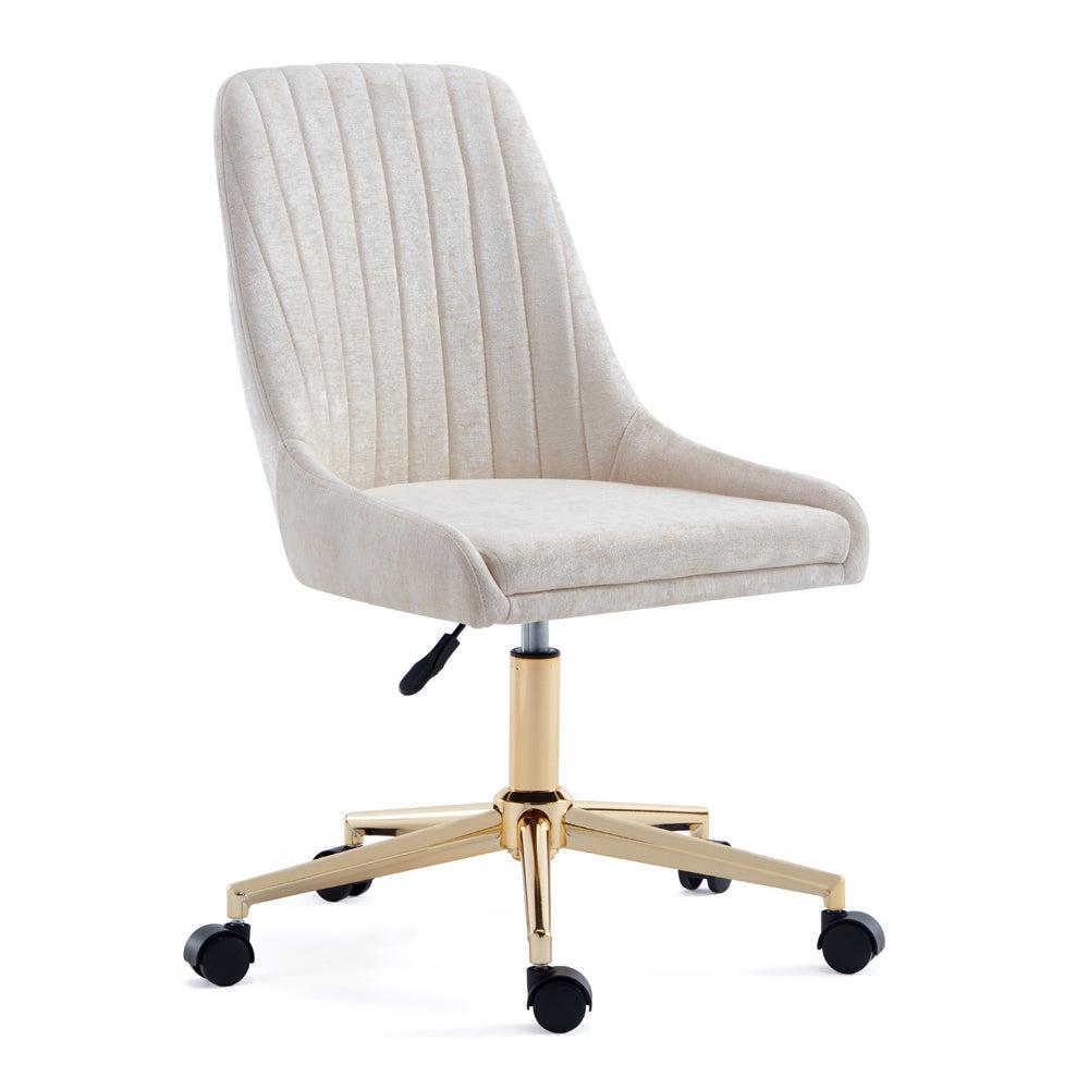 MOIRA OFFICE CHAIR GY-OC-1977G Morgan Ivory GOLD POLISHED LEG