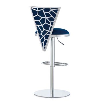 TURIN Adjustable Bar Stool GY-BAR-8546 Blue Velvet Polished Steel finish
