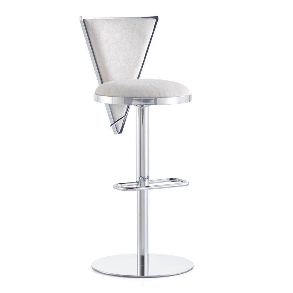 TURIN Adjustable Bar Stool GY-BAR-8546 Morgan Ivory Polished Steel finish