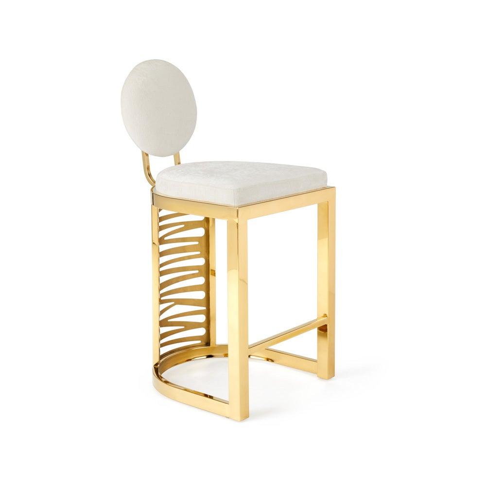 MILAN Counter Stool GY-COU-8525G Morgan Ivory Polished Gold finish