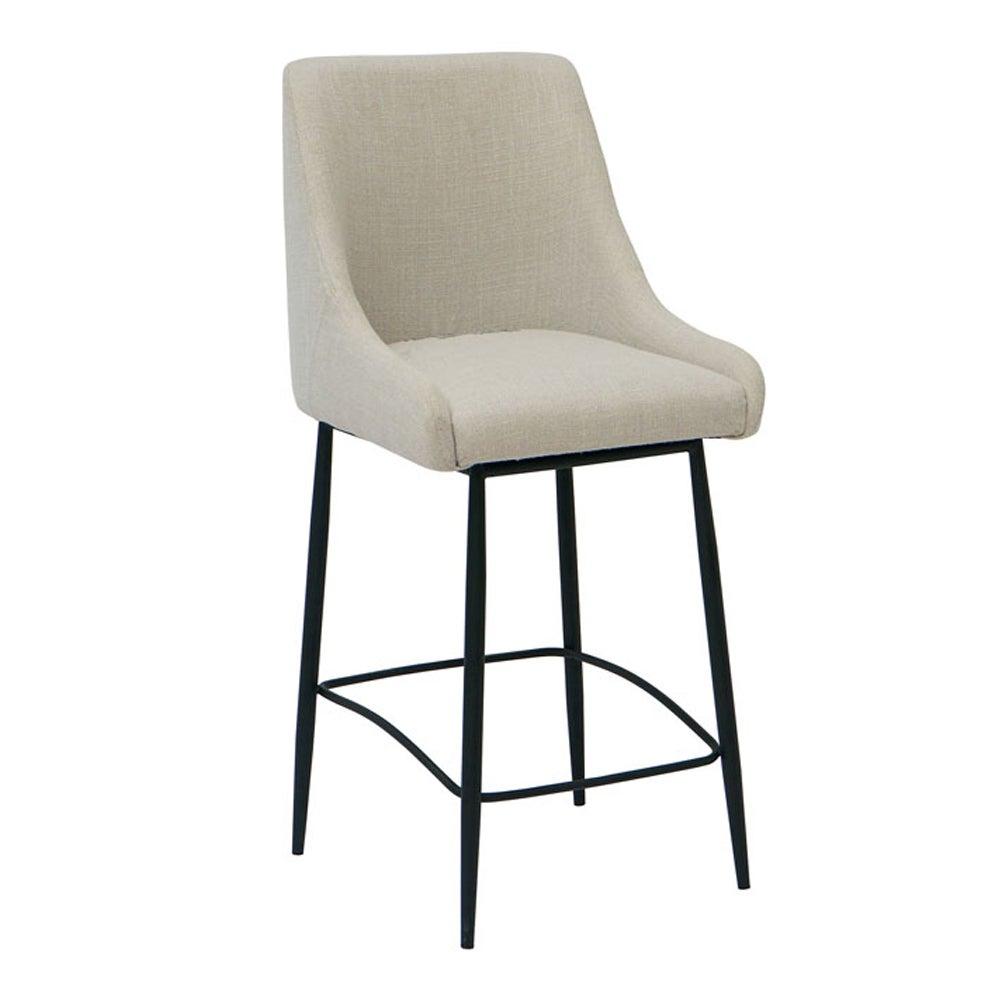 VICTORIA COUNTER STOOL GY-COU-Z020 Light grey linen fabric Black Legs