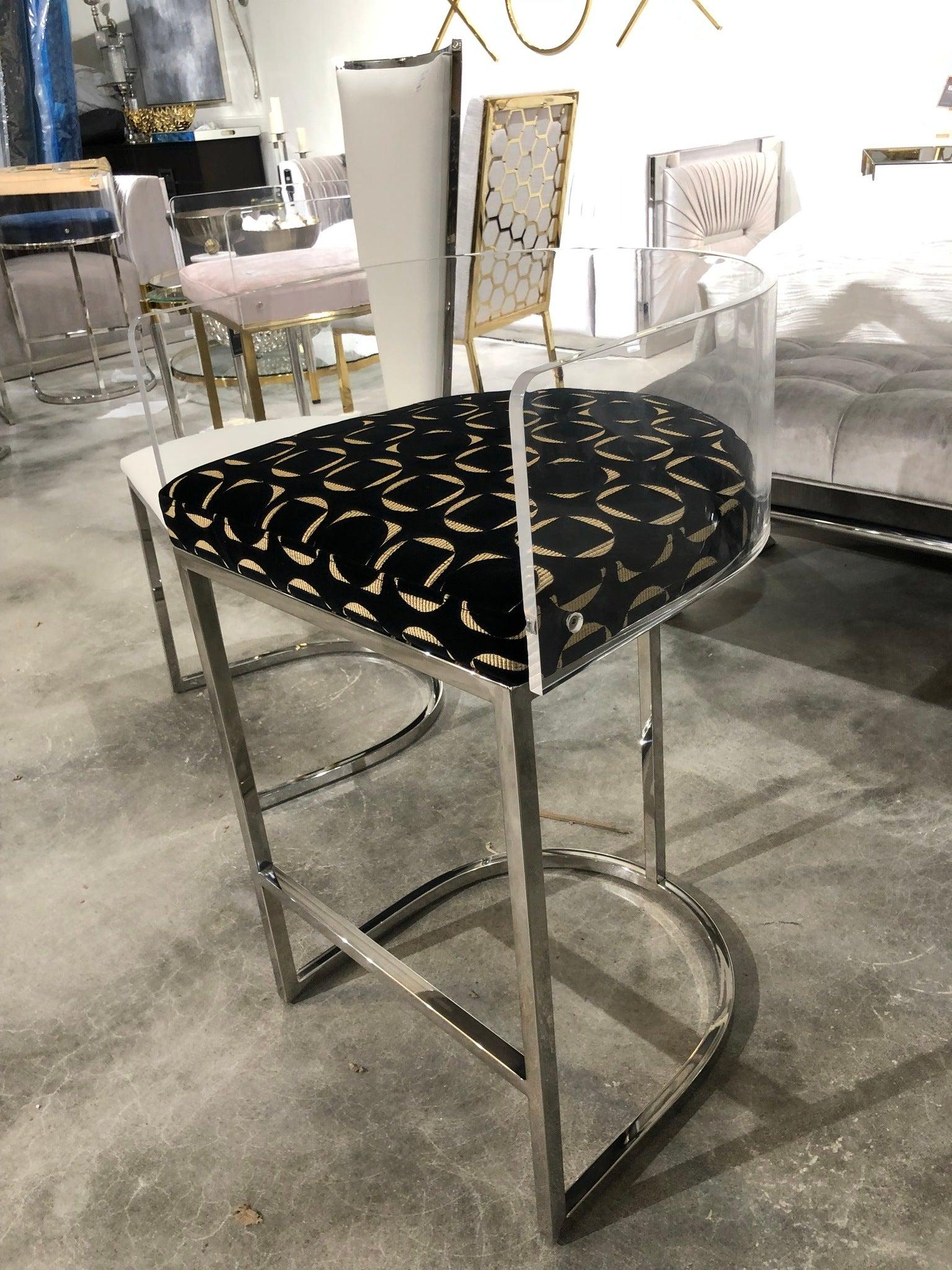 LUCCA Acrylic Counter Stool GY-COU-8529  EJ77101-58 round circle 3D fabric