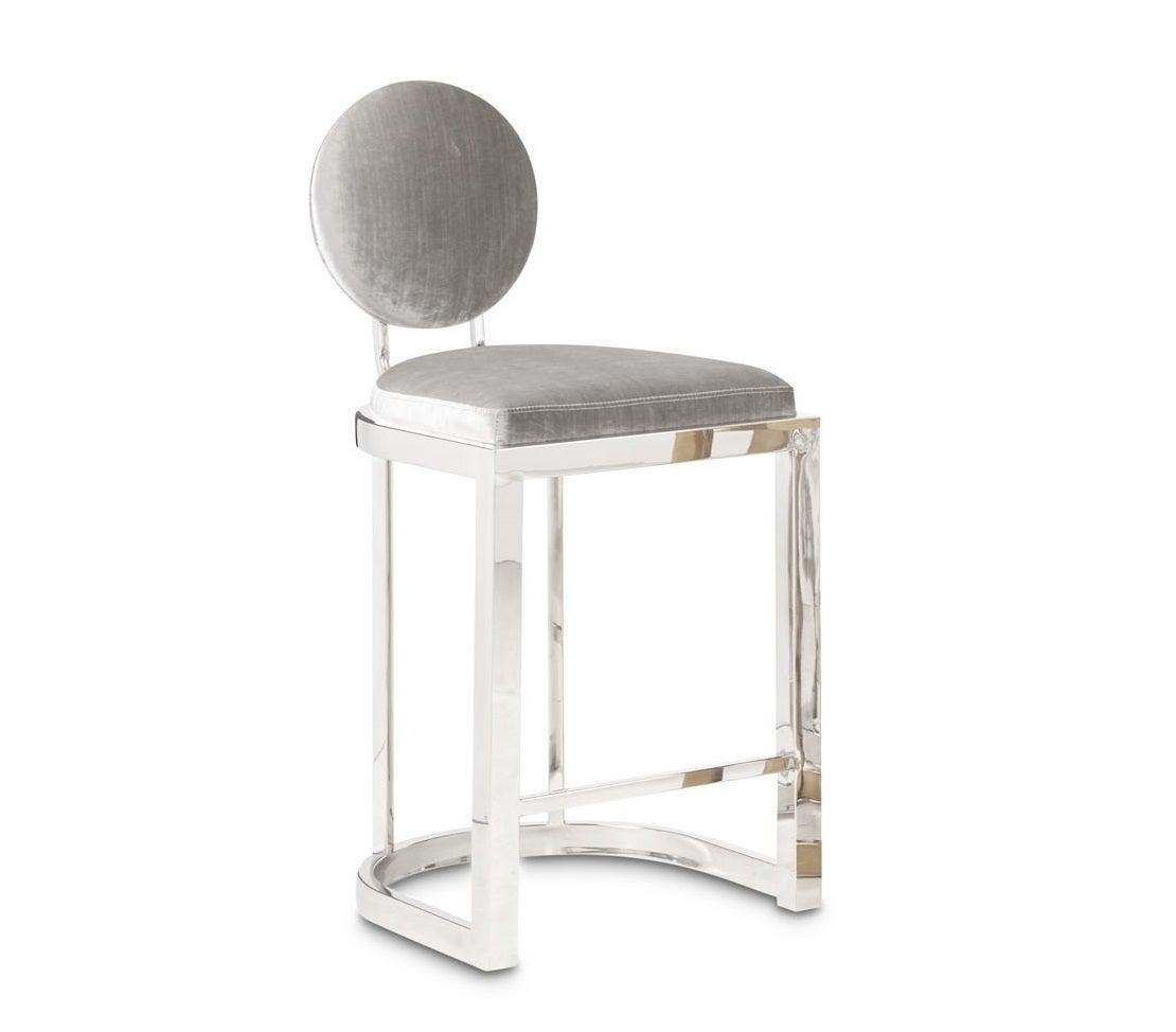 MILANA Counter Stool GY-COU-85255 e-grey velvet Polished Steel finish w/o laser cut