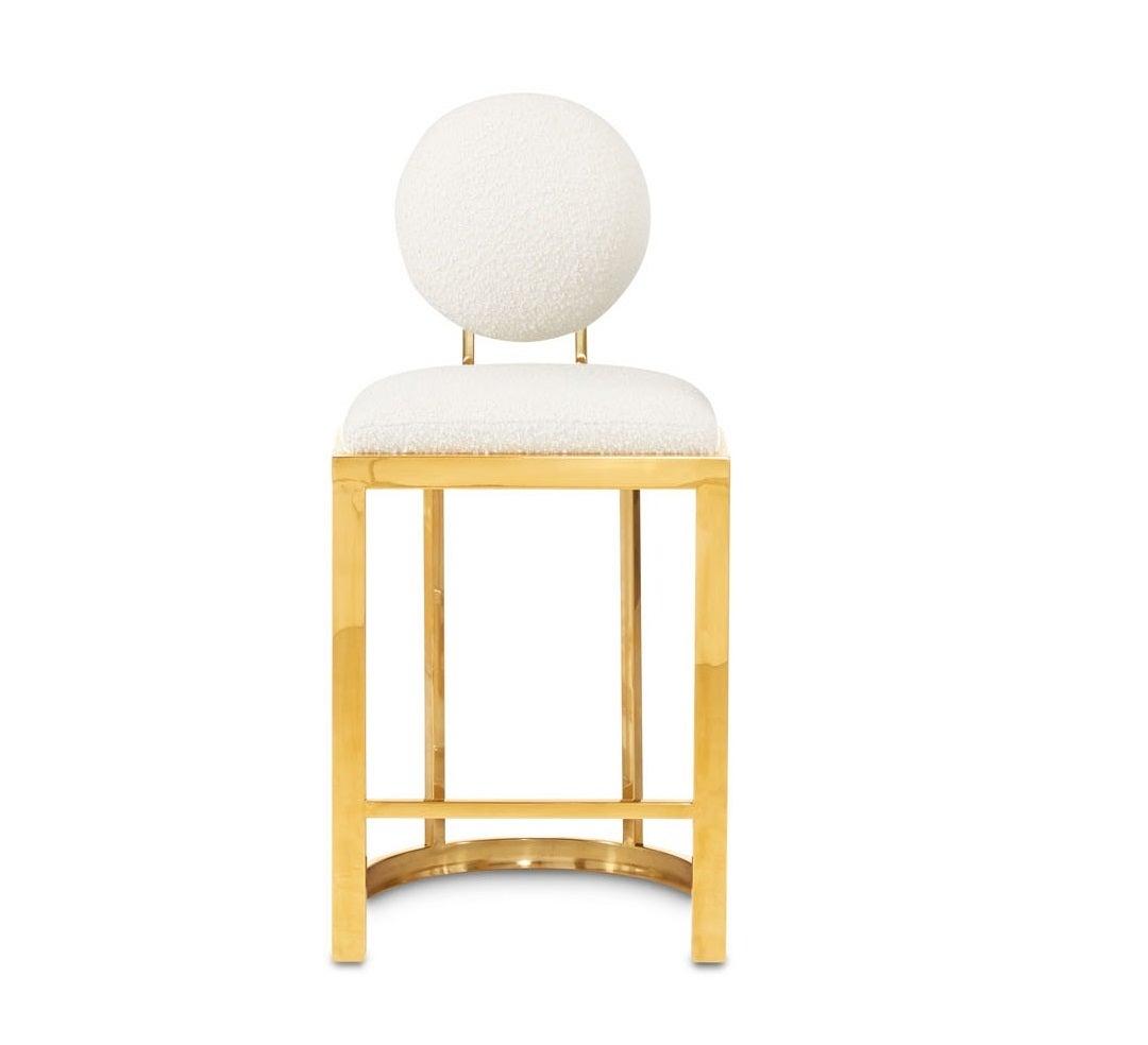 MILANA Counter Stool GY-COU-85255G Boucle Fabric Polished Gold finish w/o laser cut