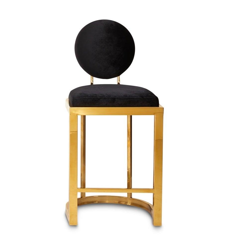 MILANA Counter Stool GY-COU-85255G Black velvet Polished Gold finish w/o laser cut