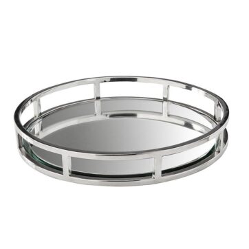 Tray XC-1244 (GY-1006) Round Mirror tray Silver