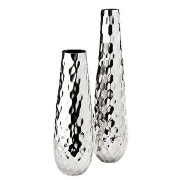 XC-34107 Round Hammered silver vase - Set of 2