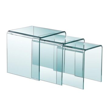 BENT GLASS Nesting Table GY-S0SET-12B Clear