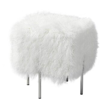 KUBE B Ottoman GY-BEN-7772SS White Faux Fox Fur