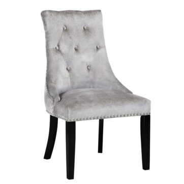 RIMZY Dining chair Tufted Grey Velvet w/ silver Hobnail