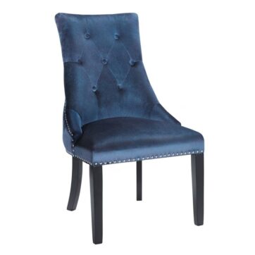 RIMZY Dining chair Tufted Blue Velvet w/ silver Hobnail